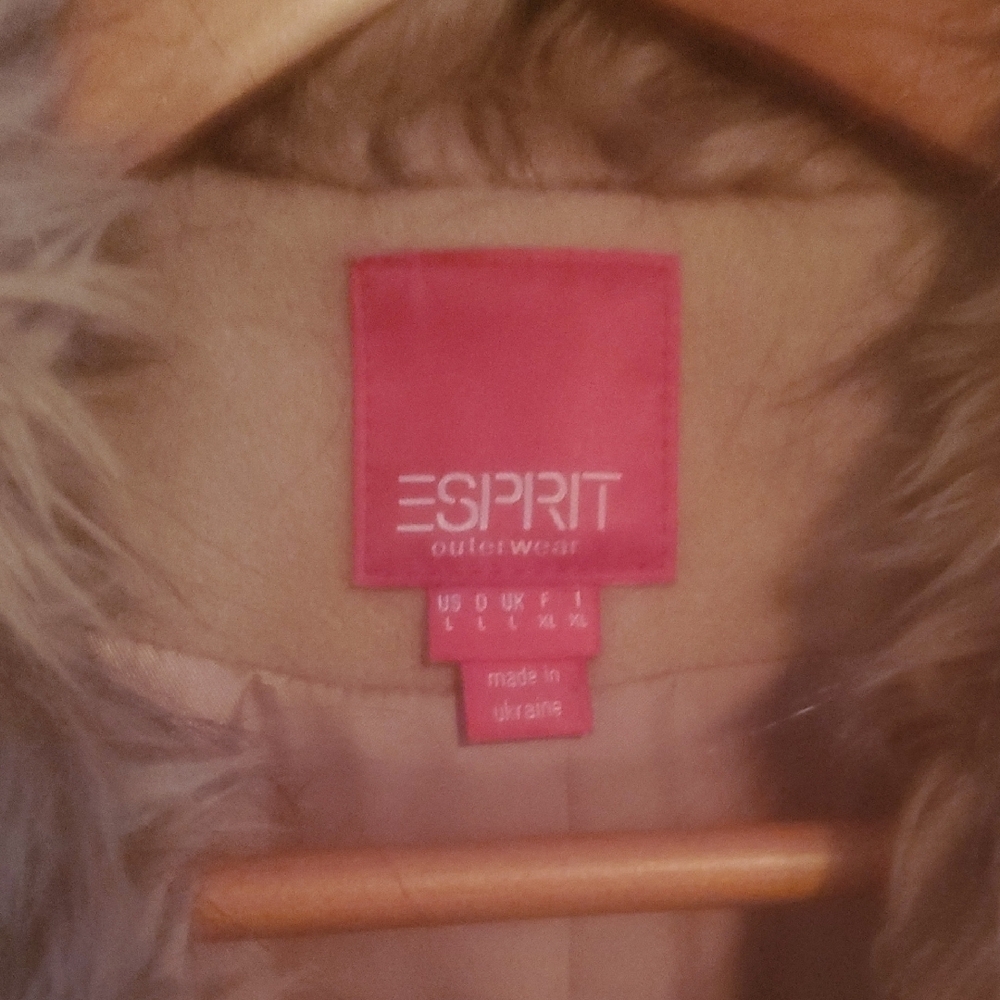 Esprit Tan Teddy Jacket with Faux Fur - Picture 2 of 8